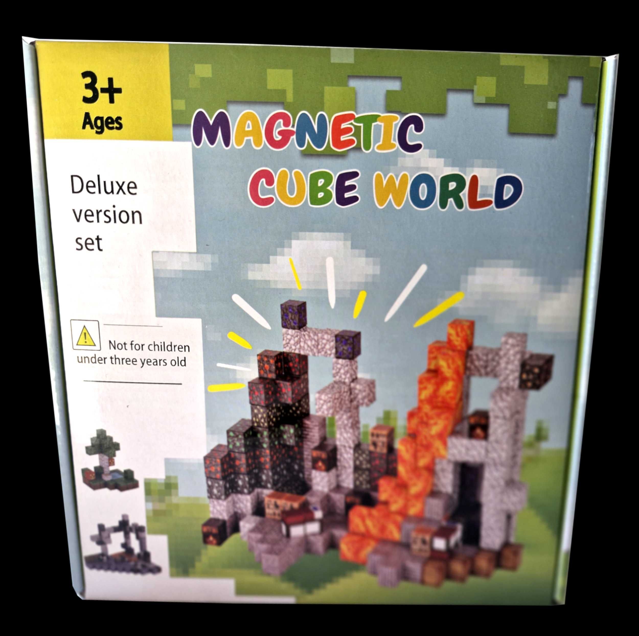 KLOCKI MAGNETYCZNE SZEŚCIANY bloki w stylu minecraft 128 el 2,5cm duże