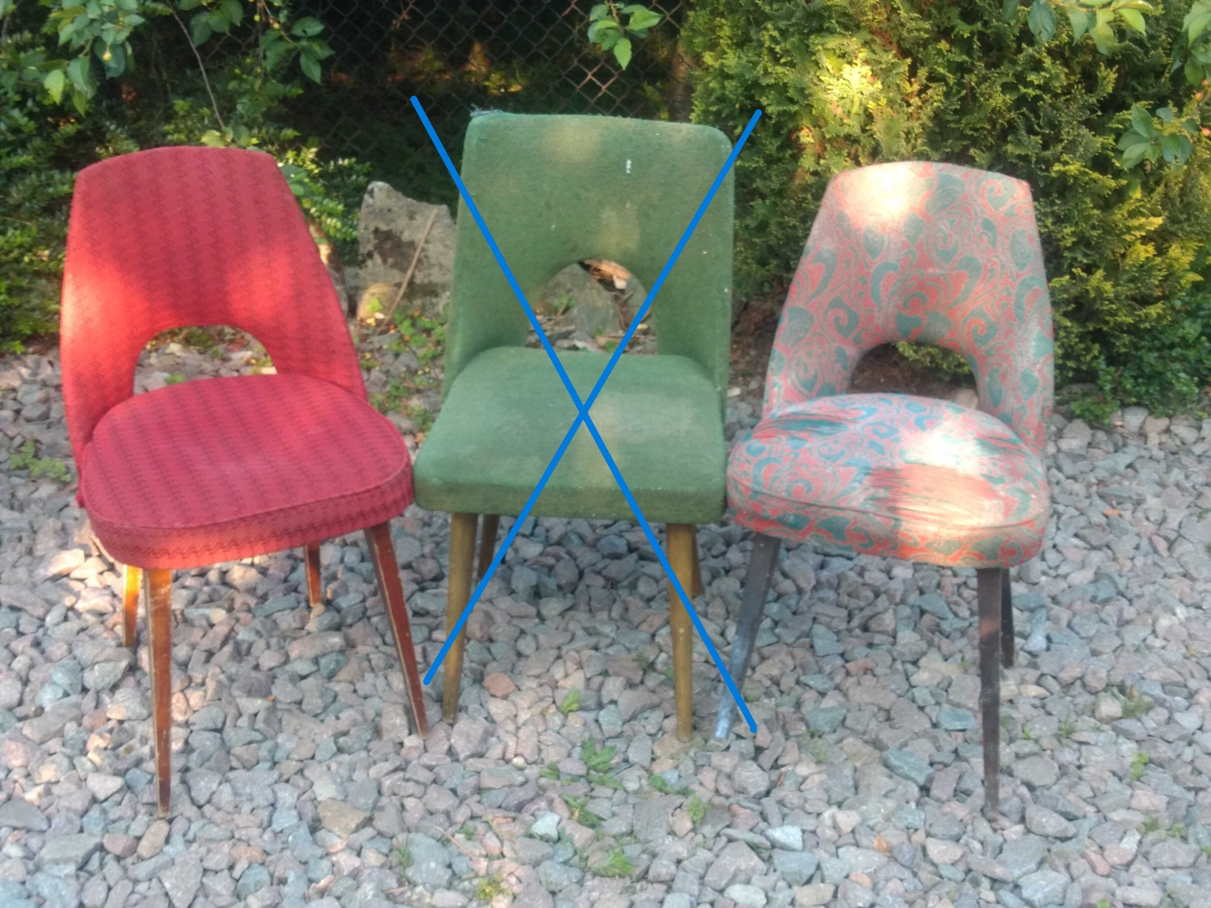 stare oryginalne fotele vintage PRL typ Lisek, Muszelka Celia, Puchała