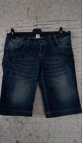 Granatowe spodnie spodenki dżinsowe bermudy S/ M Cropp