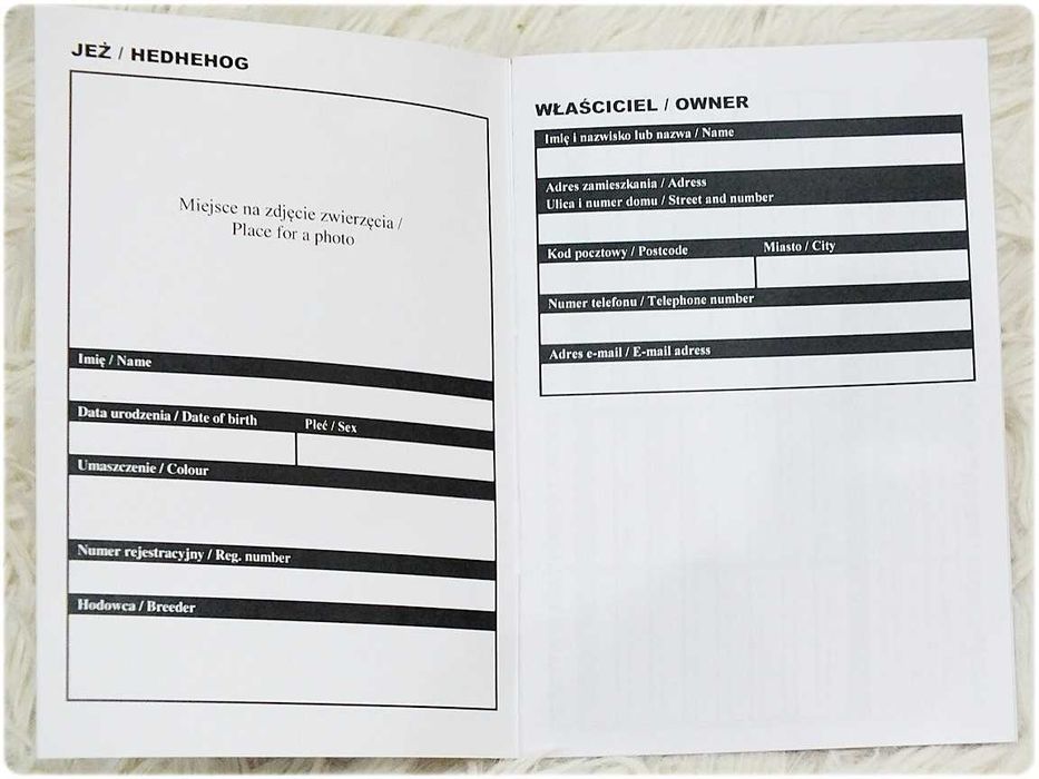 Książeczka Zdrowia Jeż pigmejski Nowa