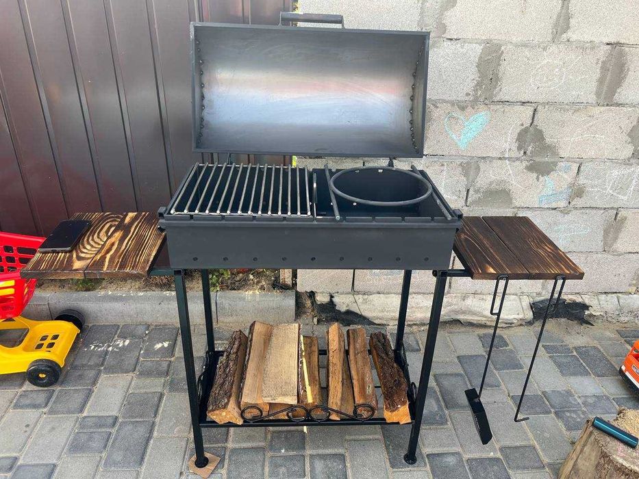 АКЦІЯ -18%! 67см! Стаціонарний Мангал Барбекю з Кришкою |ТЕПЛО В ХАТІ