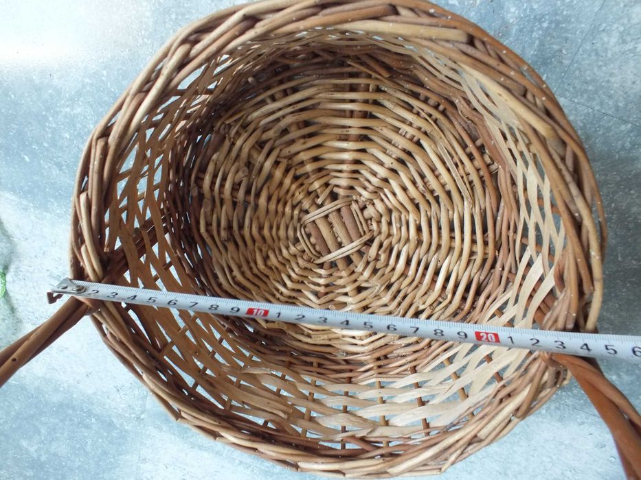 zestaw koszyk wiklina święconka Wielkanoc serwetka koszyczek 34cm prl