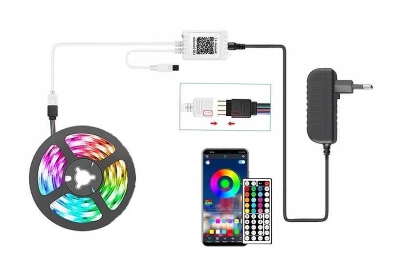 Taśma LED 20M RGB 5050 Bluetooth Aplikacja Mobilna
