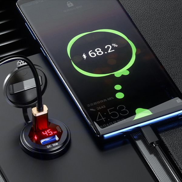 Ładowarka MOTOCYKLOWA samochodowa USB QC3.0 USB-C PD Woltomierz szybki