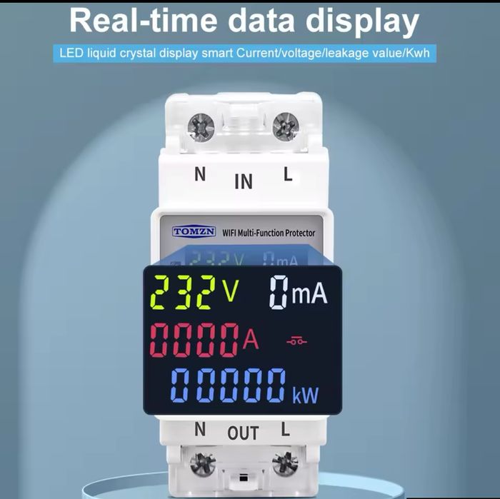 Смарт Реле напряжения Tuya WIFI УЗО Таймер Счётчик Электроэнергии