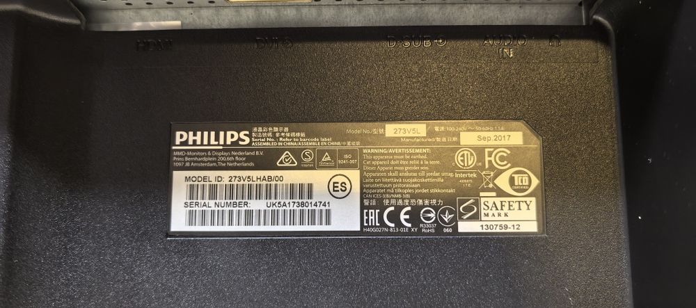 Монітор Philips 273v5L/VGA/HDMI/27''