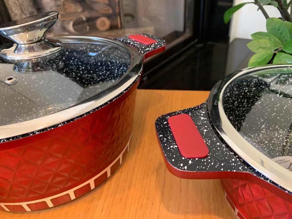 HIT Garnki kamienne Zestaw Garnków powłoka granitowa indukcja