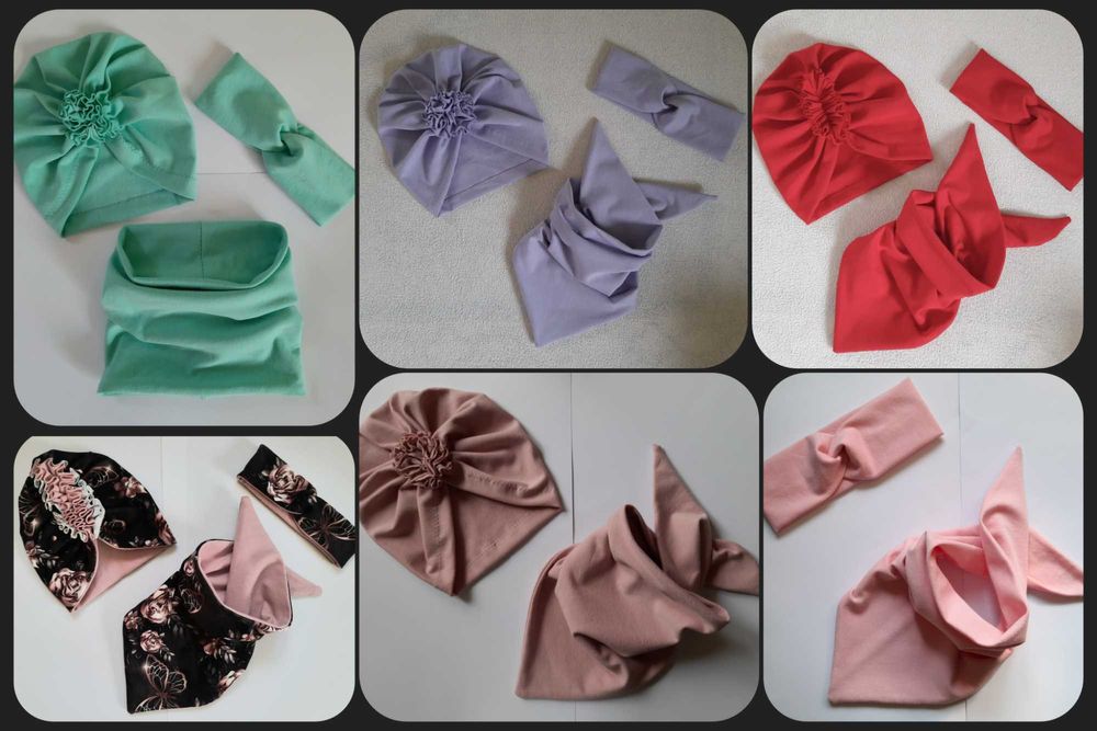 Opaska półturban, przeplatana, pin up, z kokardą, czapka turban