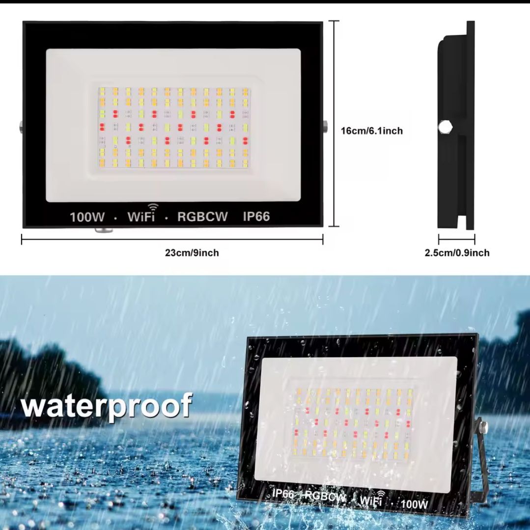 2 шт Led прожектор RGBCW 100 w з WI-FI, IP66 захист від води