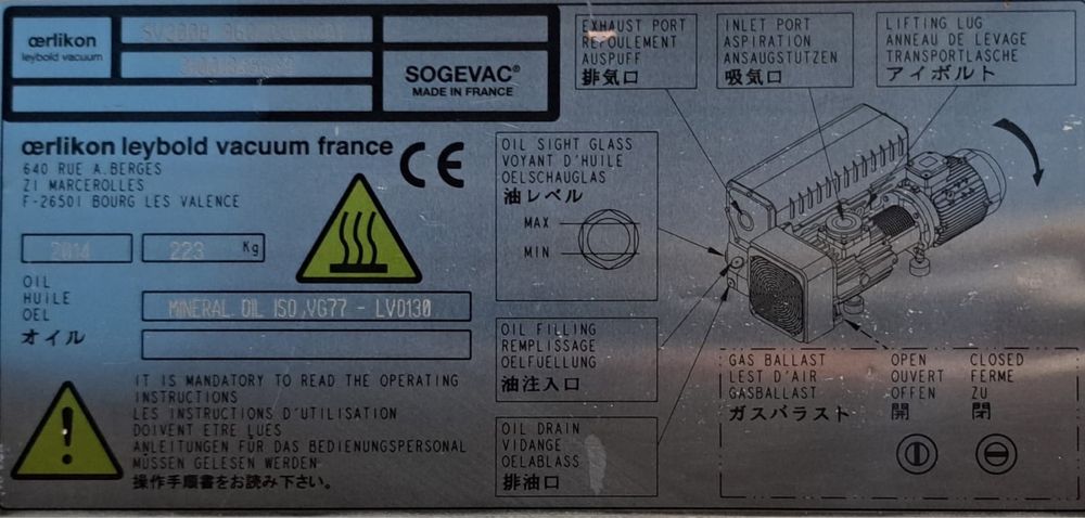 Pompa próżniowa Sogevac Leybold SV 300B