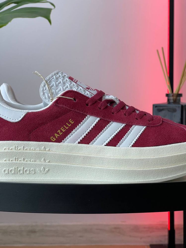 Жіночі кросівки Adidas Gazelle Bold Bordo | адідас газель