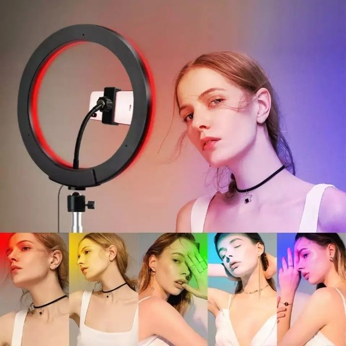 Кільцева RGB лампа MJ30 30 см зі штативом 2,1 м Блогерський набір