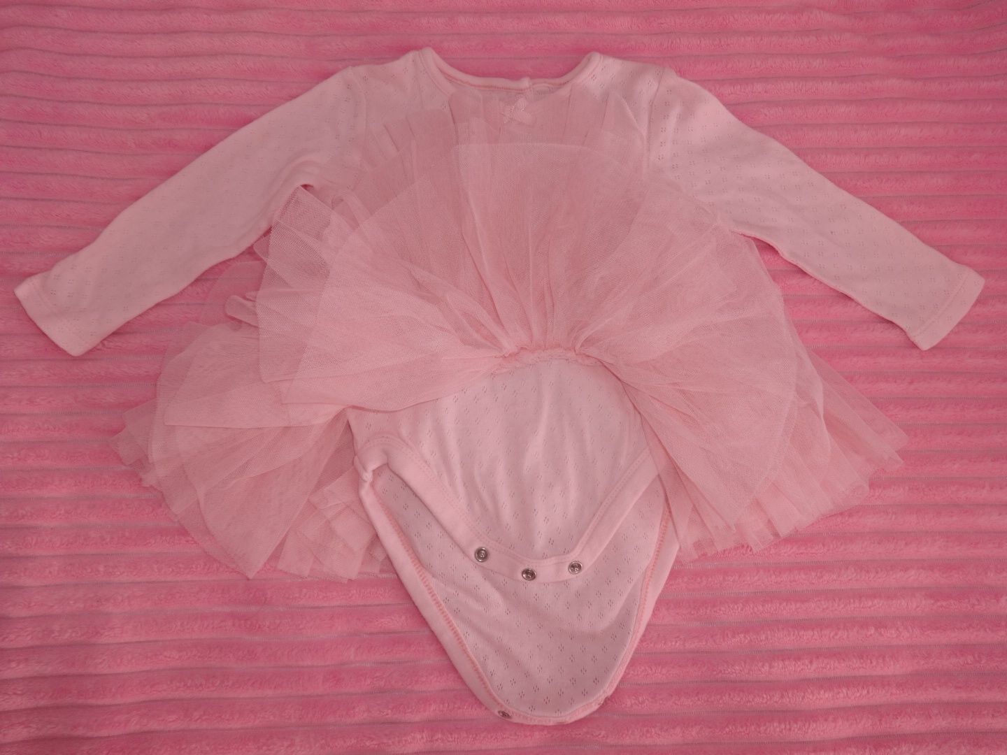 F&F розовое нарядное боди с юбкой на девочку 6-9 68-74см