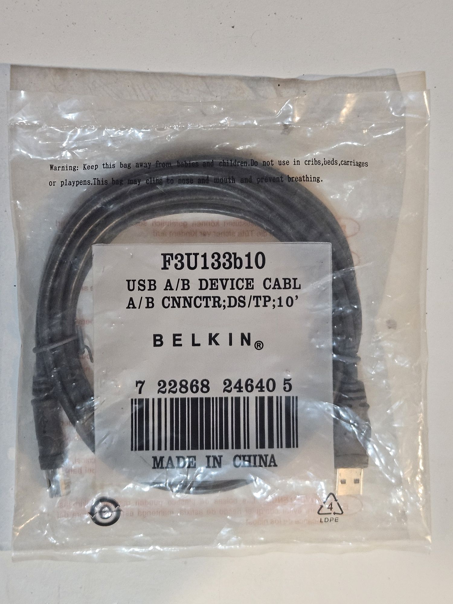 Kabel Belkin przewód USB A USB B 2.0 3 metry drukarkowy do drukarki