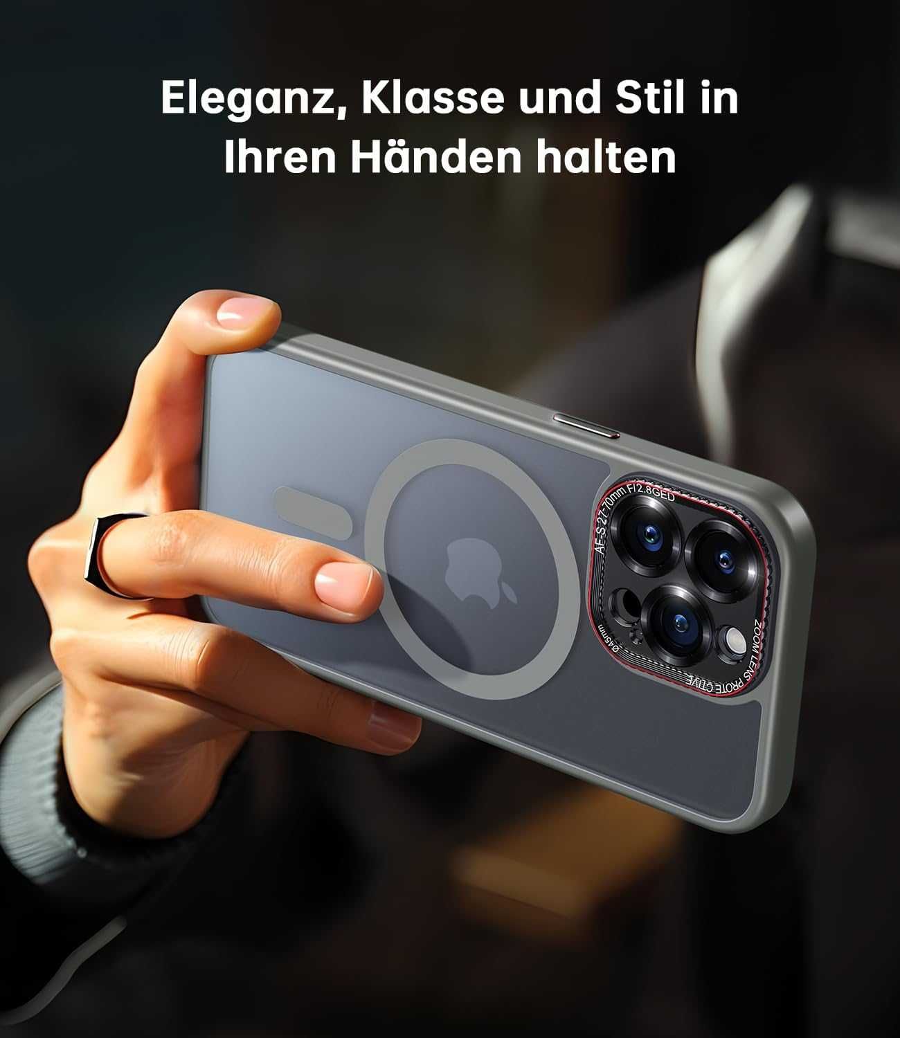 JUESHITUO iPhone 15 Pro etui MagSafe pancerne mocne N56 szare