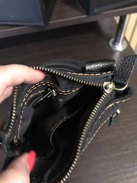 Мужская барсетка из натуральной телячьей кожи.Кожаная мужская сумка.