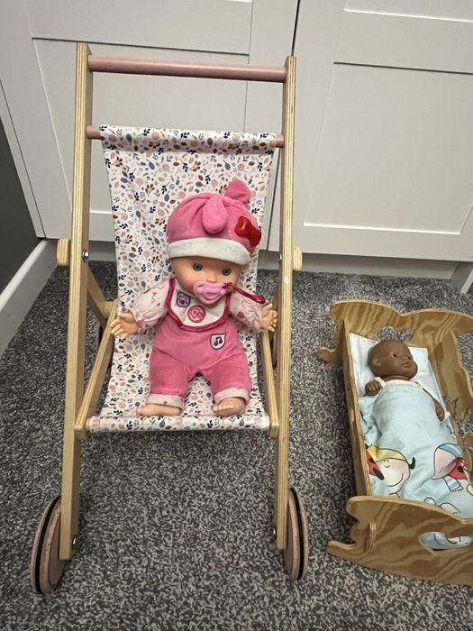 Wózek dla lalek, kołyska i wanienka plus lalki OKAZJA