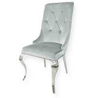 Krzesło glamour Antonio Dark Silver z kołatką pikowane guzikami