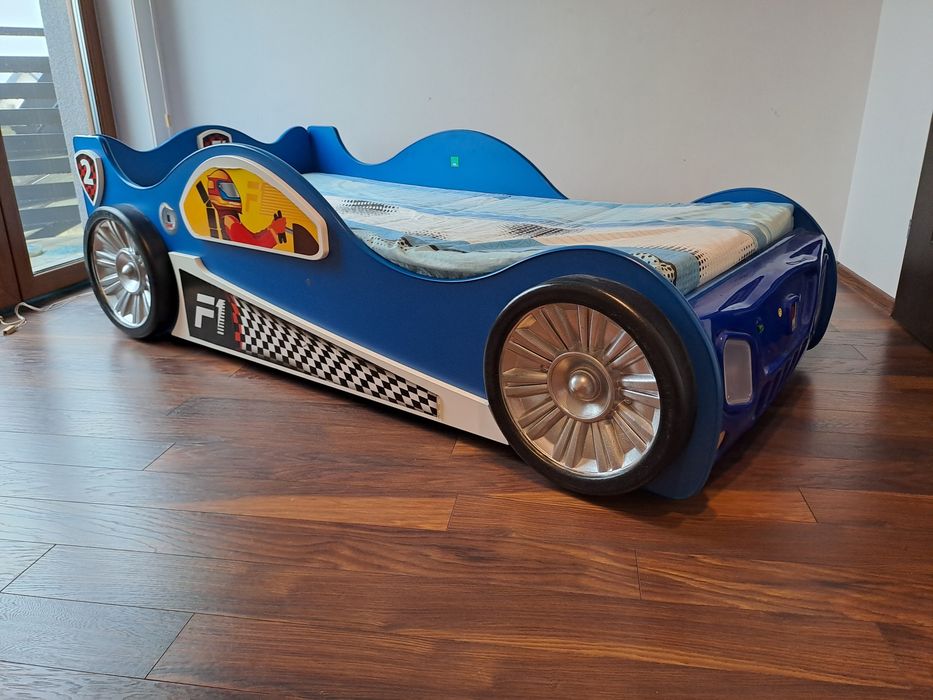 Łóżko Formuła F1, z materacem i oświetleniem, wym.  90x200