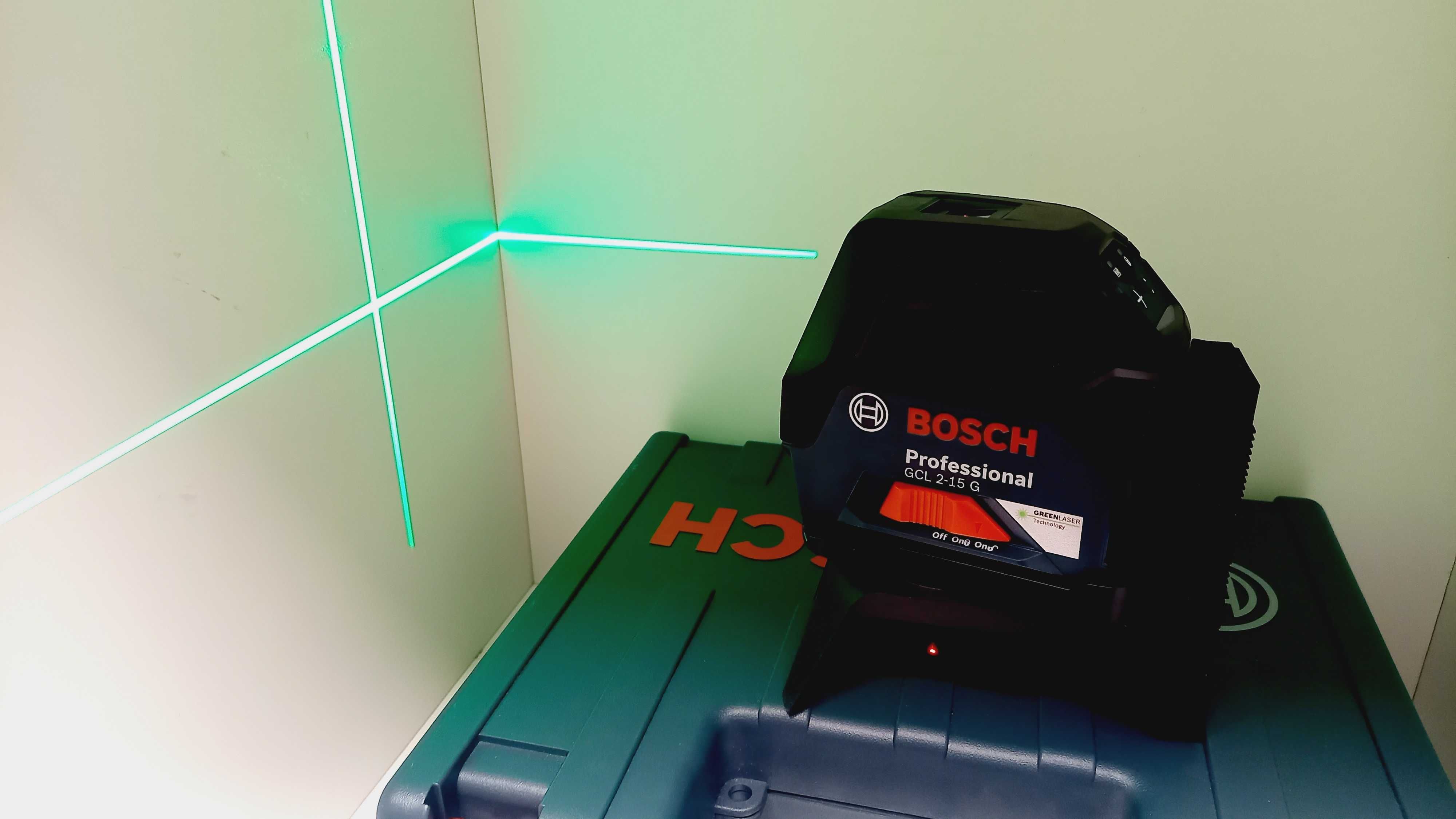 Laser krzyżowy Bosch PRO GCL-2-15G  Zielony  BDB Stan zestaw!