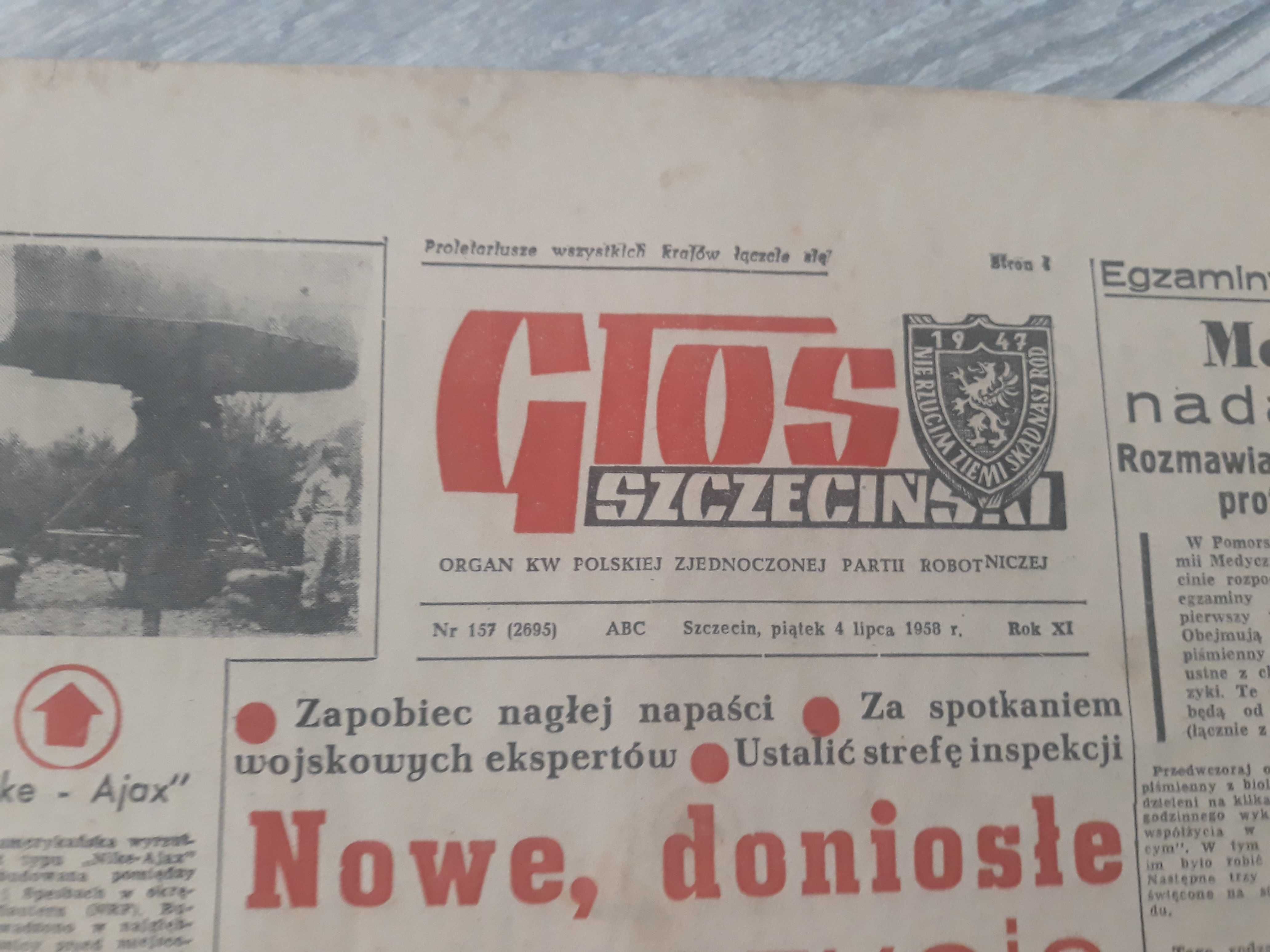 Gazeta Głos Szczeciński 1958 rok - 4 numery