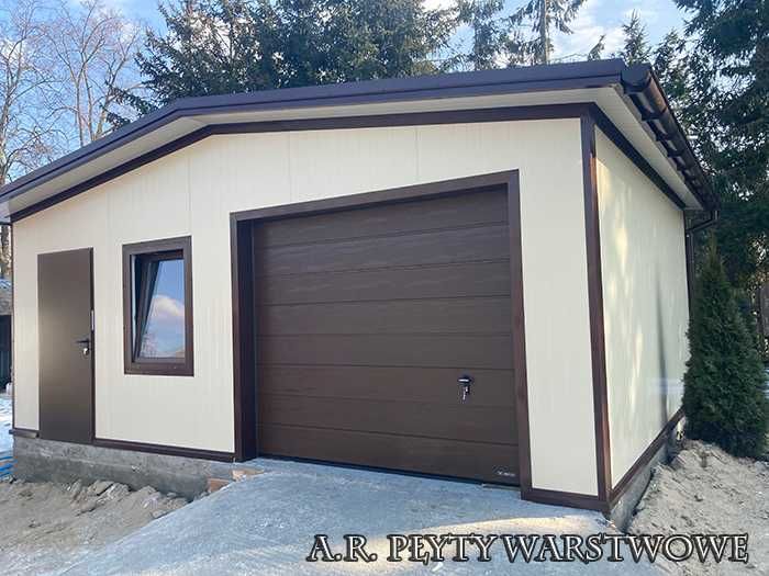 Garaż z płyty warstwowej, garaż ocieplany, garaż przemysłowy płyta EPS