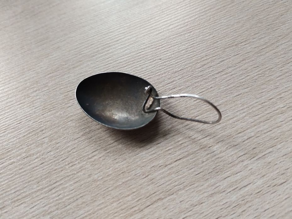 Stary Srebrny kolczyk łyżka