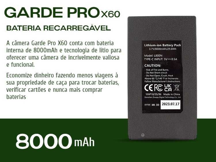 Câmera GardePro X60 aplicação para telemóvel c/bateria e painel solar