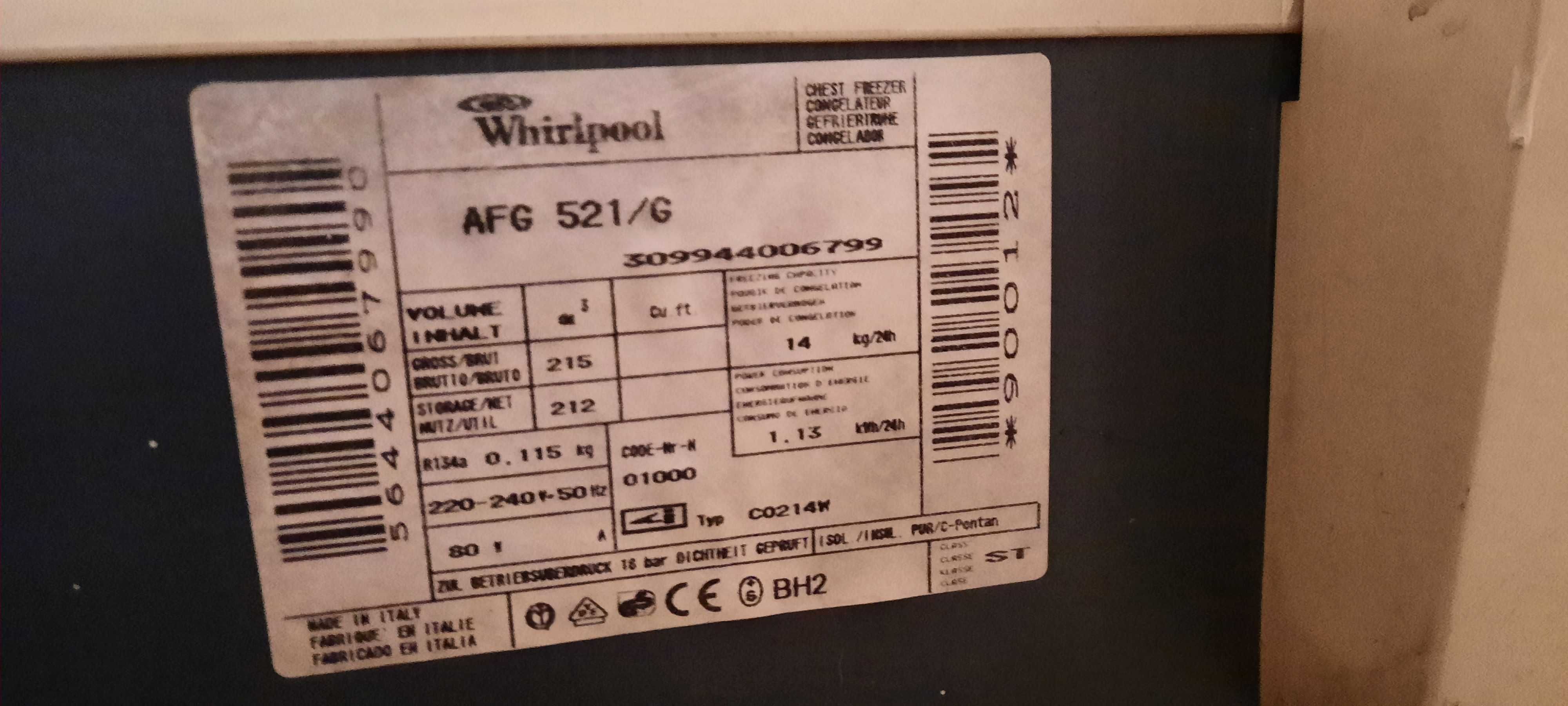 Arca congeladora Whirlpool AFG 521 /G 80x66 140L