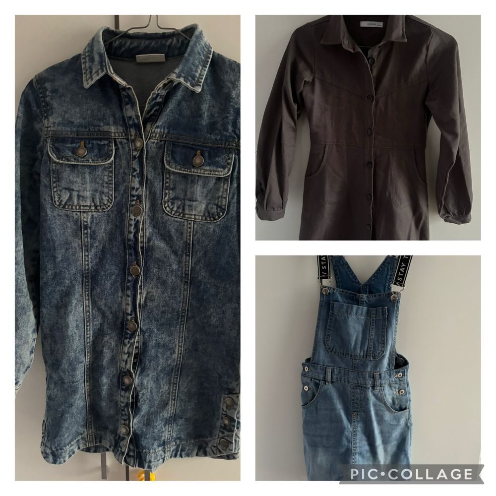 Trzy jeansowe sukienki 140