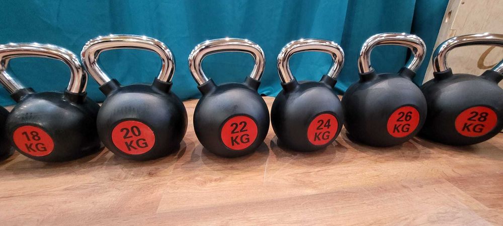 Zestaw Kettli Chromowanych 4-32 KG NOWE Crosfit Dzwony Siłownia
