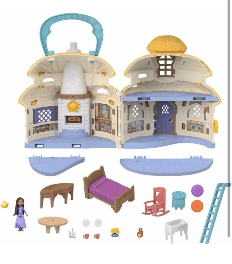 Mattel Disney Wish Mini Doll & Dollhouse Playset, Asha