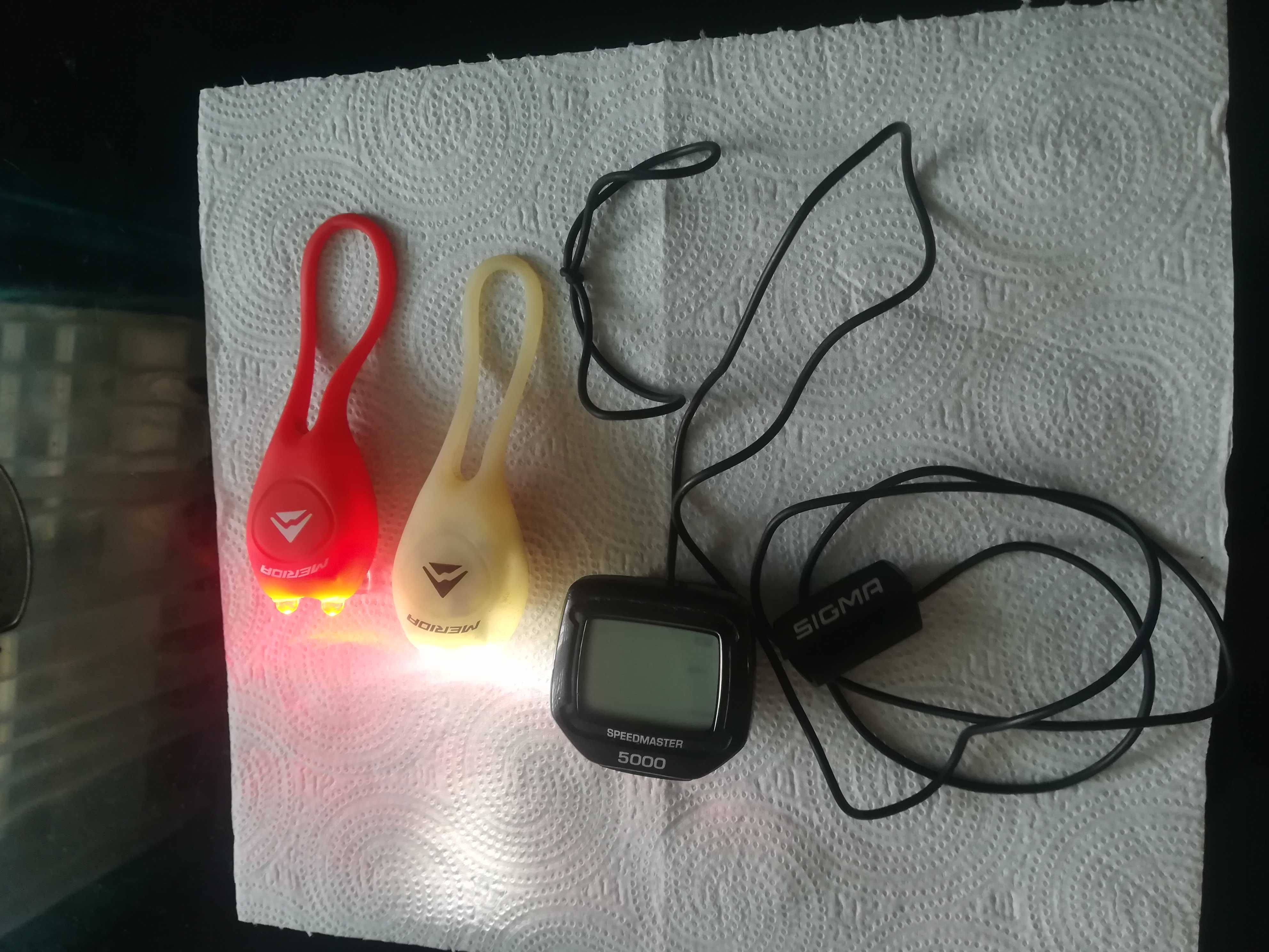 Licznik rowerowy speedmaster 5000 + oświetlenie Led kpl.