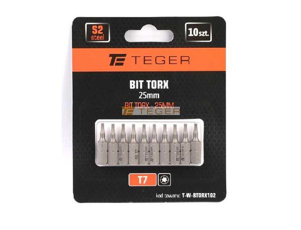 TEGER Bit TORX 25 mm/T7 (Zestaw 10 SZT)