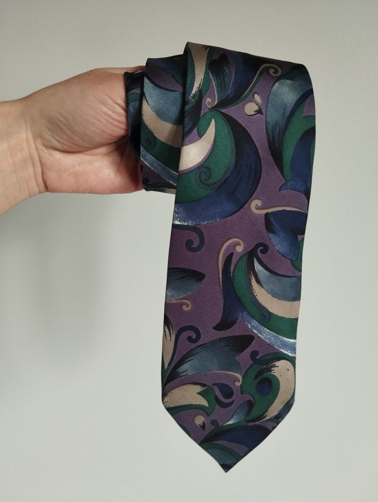 Krawat jedwabny 100% silk kolorowy, lila 9cm Da Vinci