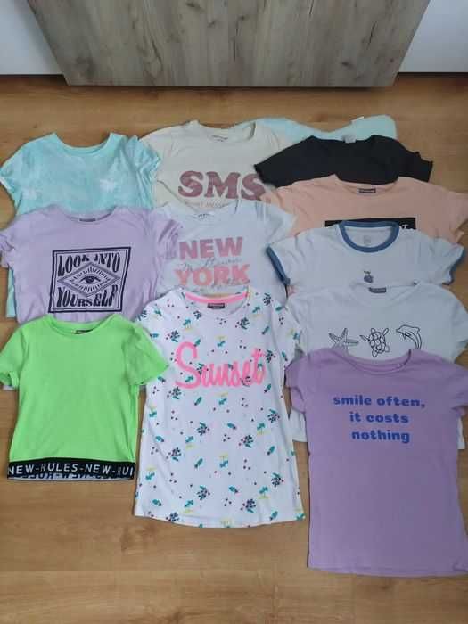 Nowa niższa cena! T-shirty dla dziewczynki (11 sztuk), rozmiar 146/152