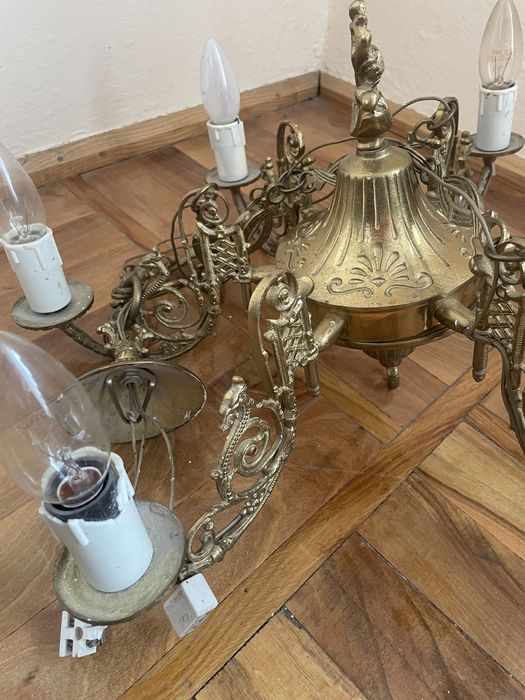 Żyrandol 6 ramion mosiądz