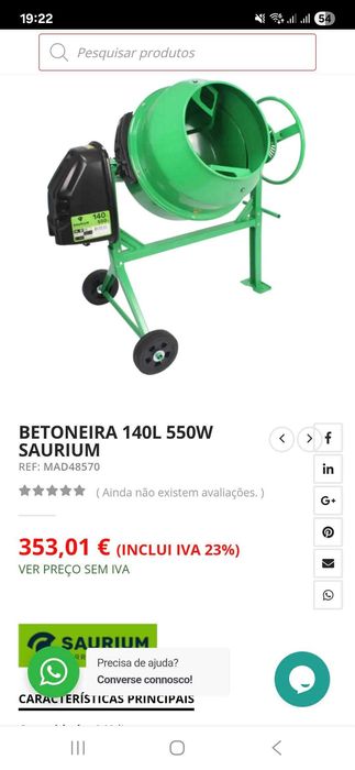 BETONEIRA Monofasica 140L 550W SAURIUM