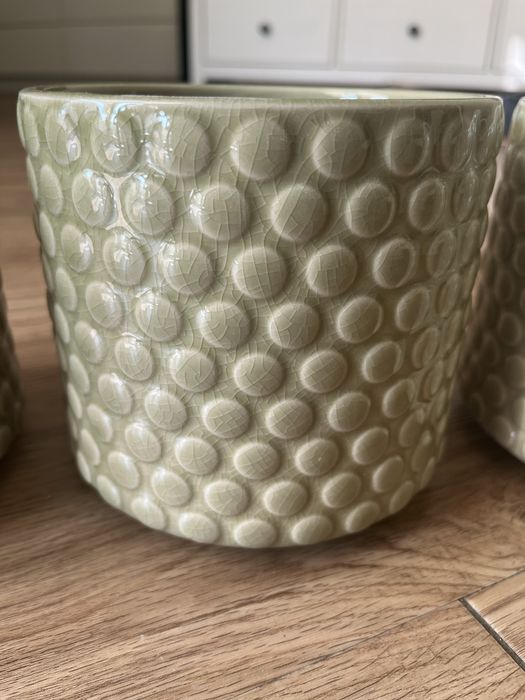 Zestaw 3 doniczek ceramiczna oslonka na doniczke zielona