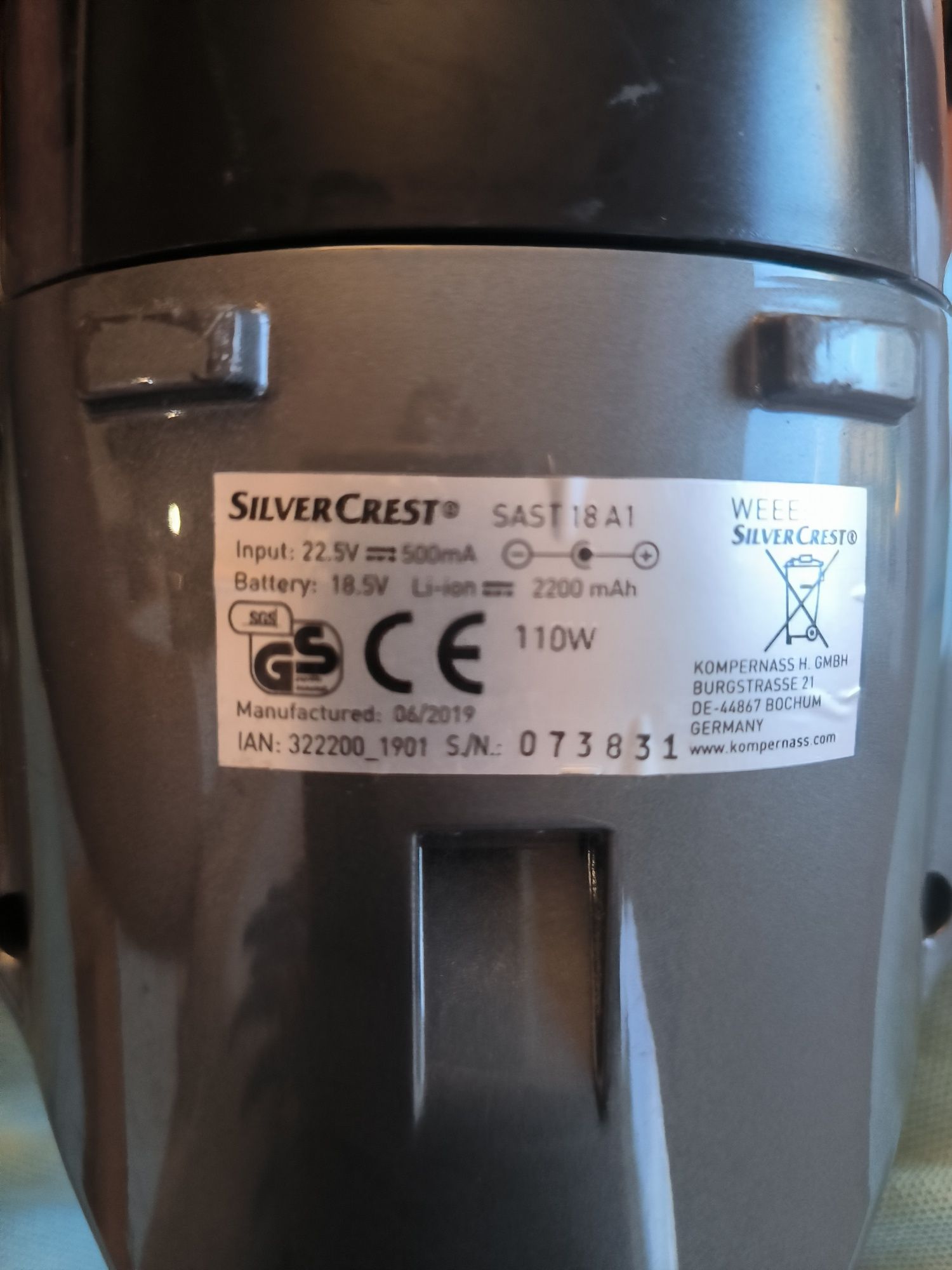 Aspirador mão SilverCrast 110W