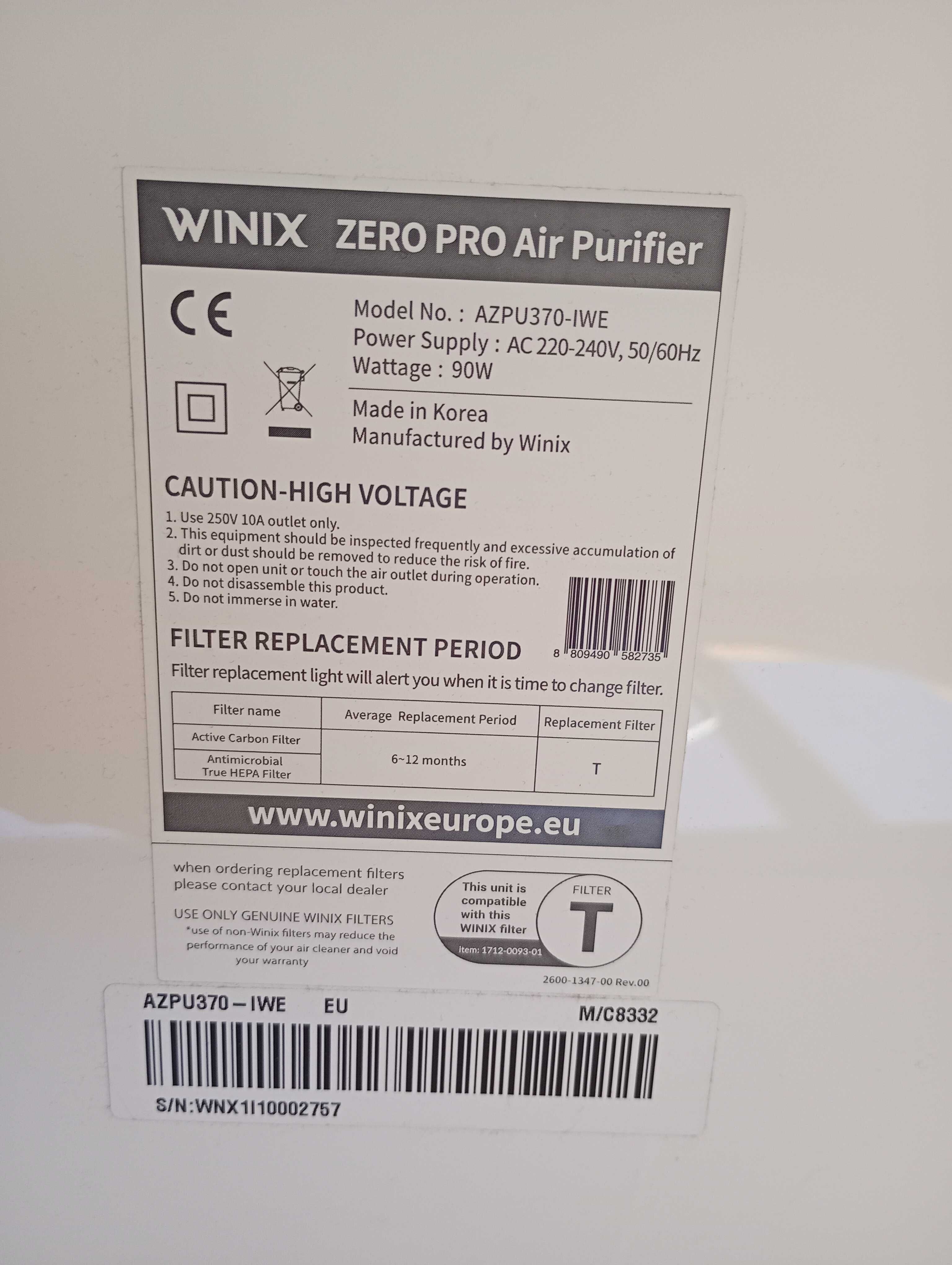 Oczyszczacz powietrza Winix ZERO Pro Winix Air Purifier
