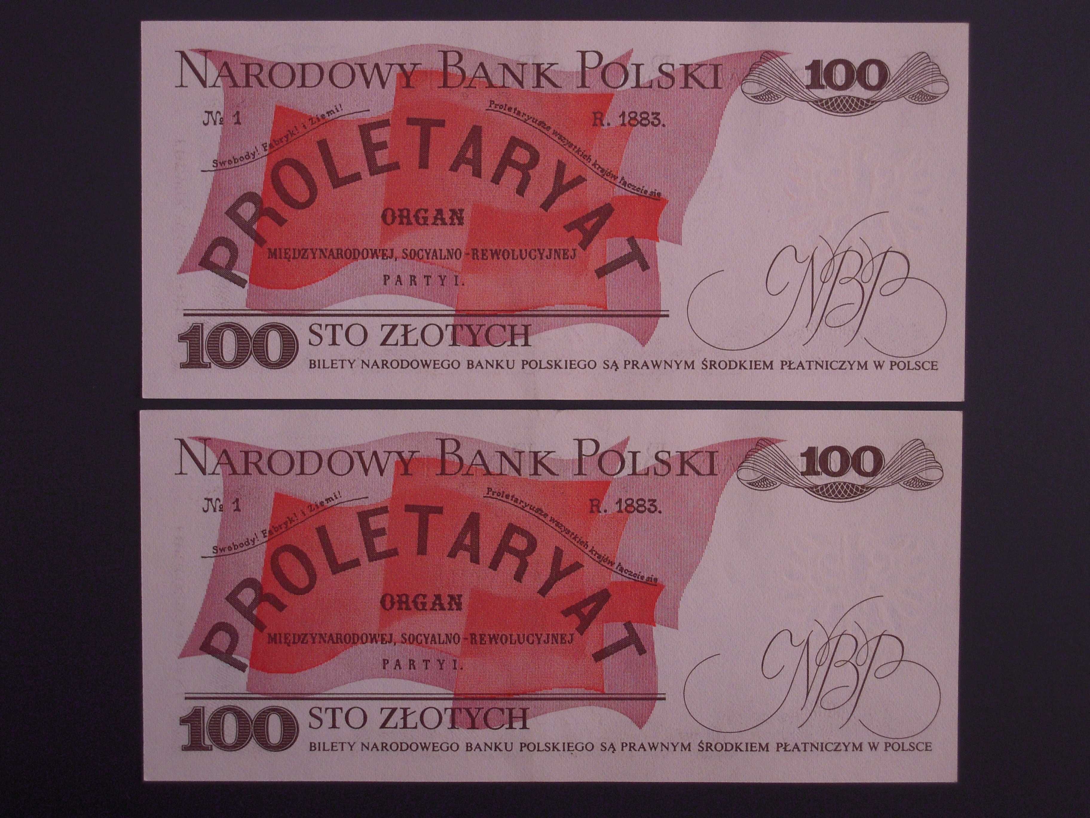 Banknoty PRL 100 zł - Ludwik Waryński - seria PZ z 1 grudnia 1988 r.