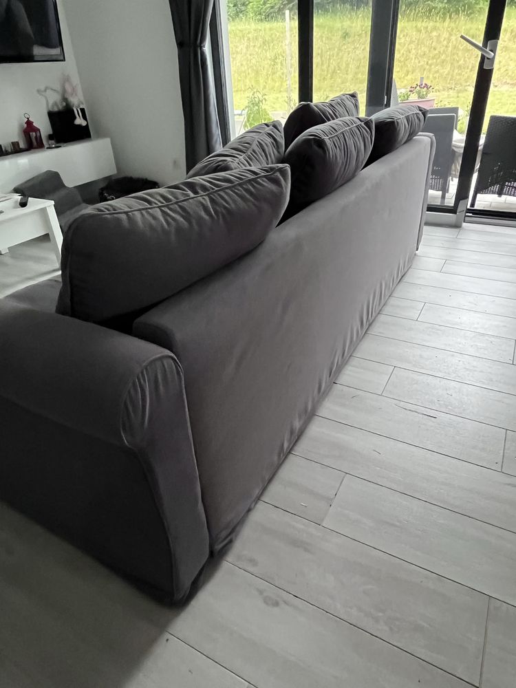 Sofa Ikea Gronlid uzywana szary + pokrycie jasnozielone