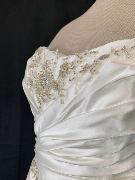 Nowa Suknia Ślubna Klasyczna Ivory M 38 Satyna Gorset Okazja Linia A