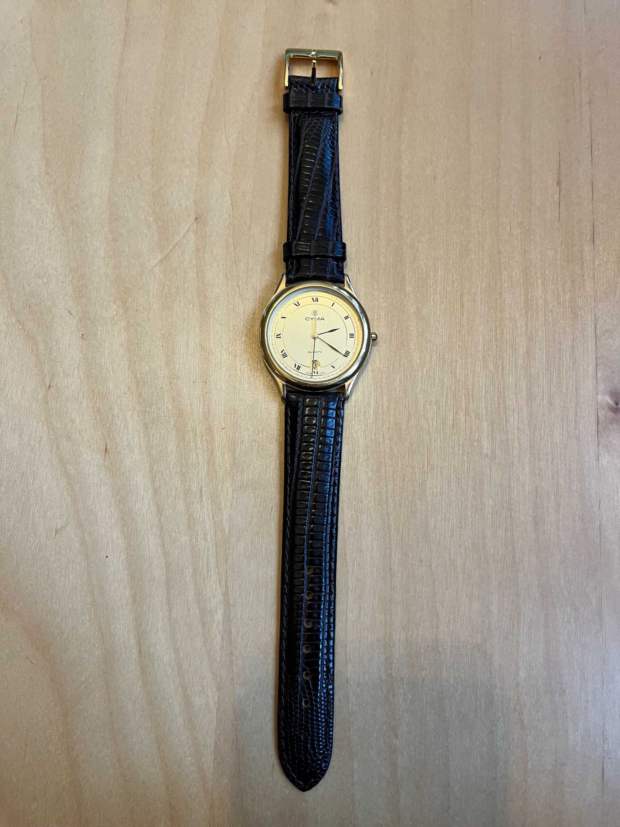 Cyma Le Locle Vintage Zegarek Męski 18 Pasek Skóra Swiss Made 35mm