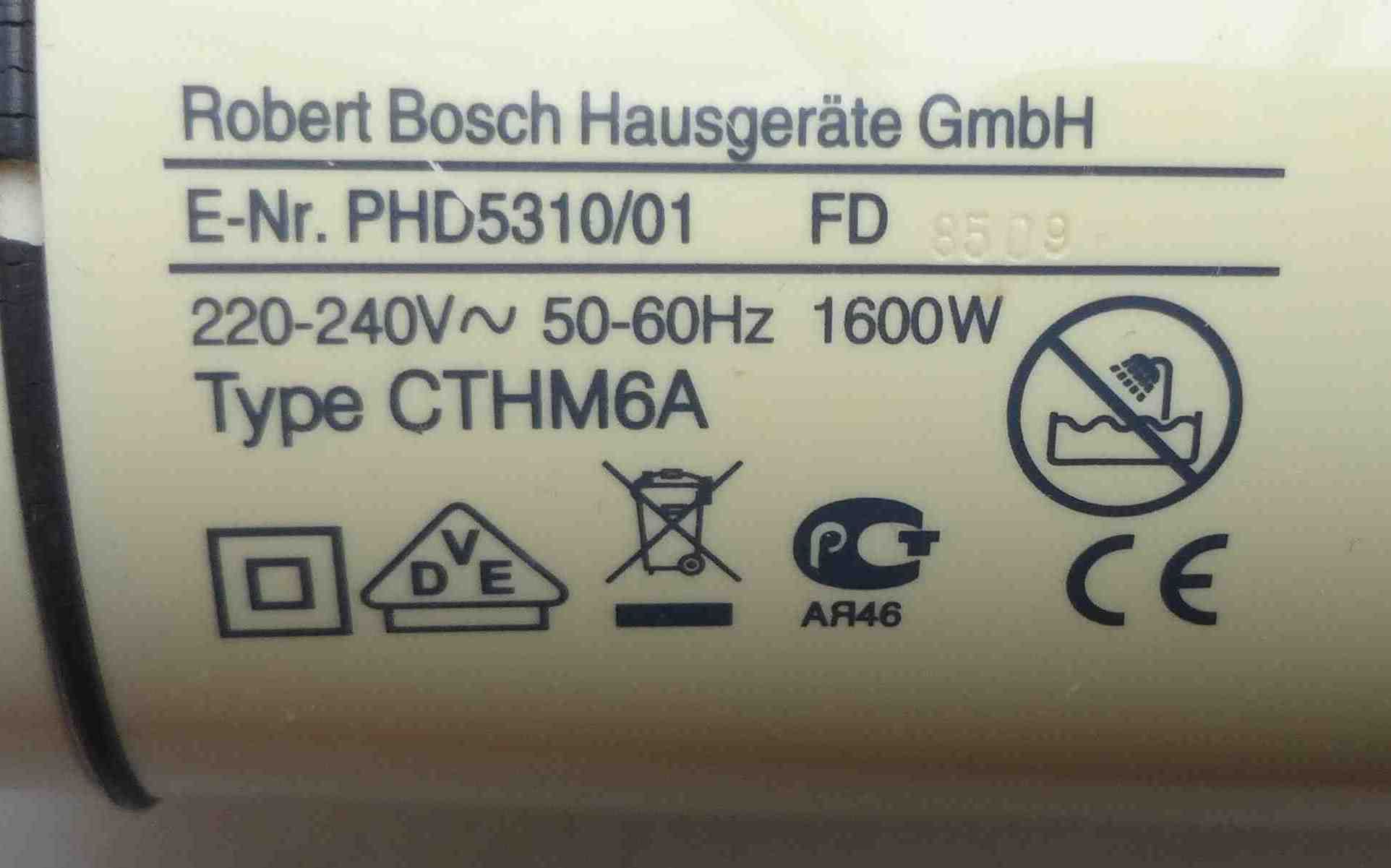 Фен Bosch PHD 5310/01 1600W, рабочий