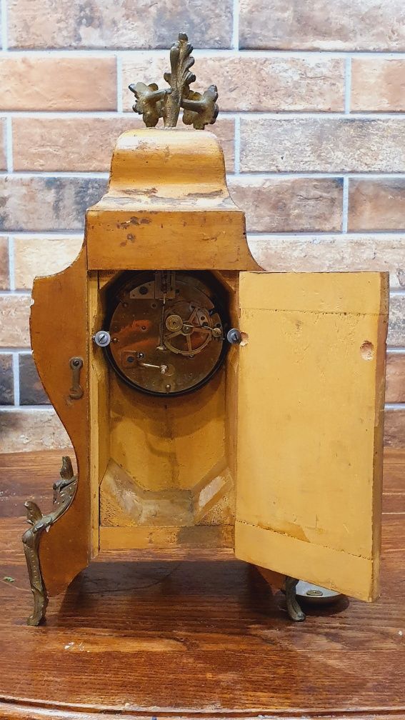 Zegar kominkowy boulle brąz intrasja antyk XIX wiek sygnowany prezent