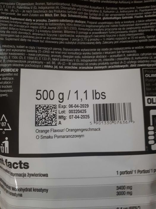 Olimp Creatine Monohydrate Xplode Powder®-500 g o smaku pomarańczowym