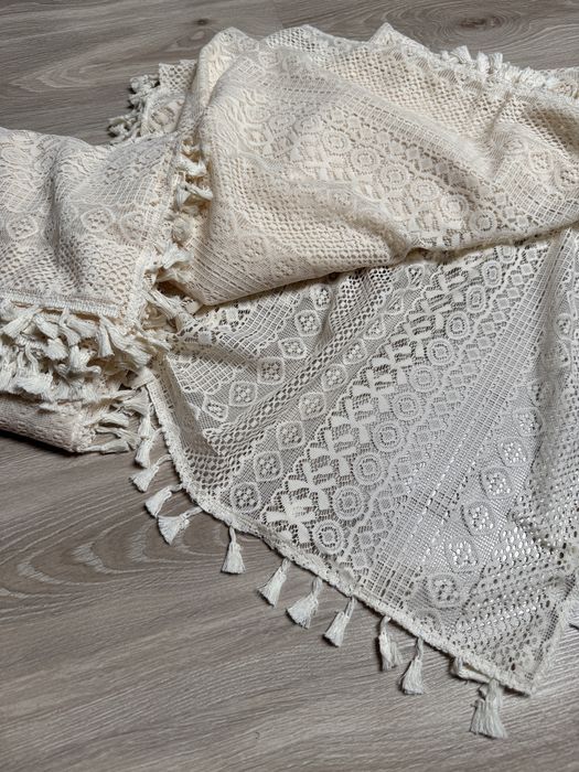 Nowe firany zaslony boho koronkowe z fredzlami 4 szt 150x240