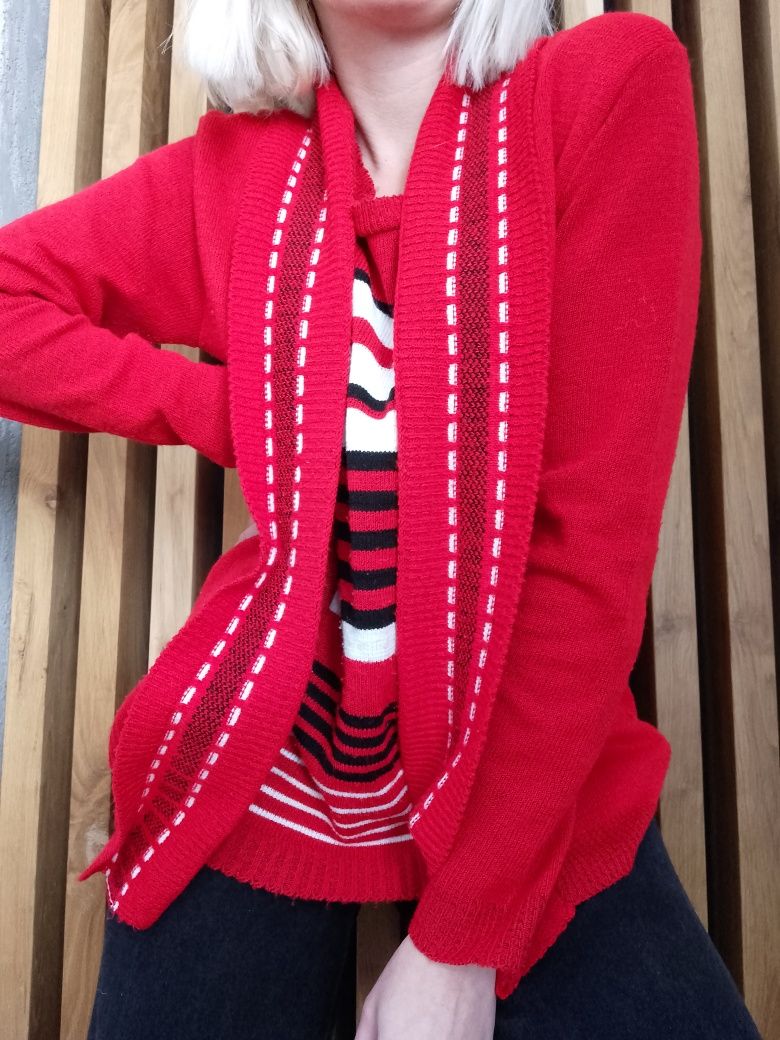 Czerwony sweter oversize mega oldschool vintage